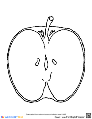 Half of an Apple Coloring Page | Essential K-5 Printable