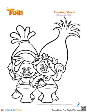 Suki and Poppy Trolls Activity Worksheet
