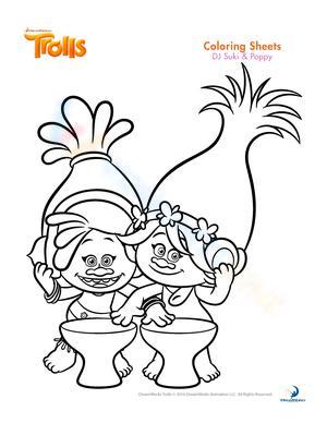 Suki and Poppy Trolls Activity Worksheet