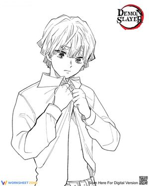 Zenitsu in a Shirt Coloring Worksheet
