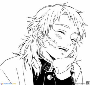 Sabito Laughs Activity Coloring Page