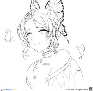 Shinobu Kocho Coloring Page Worksheet