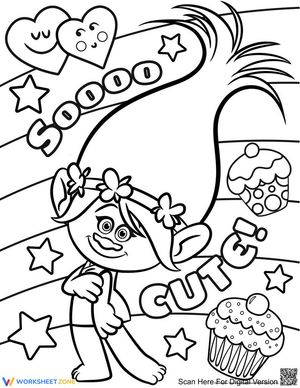 Cute Troll Coloring Activity Sheet