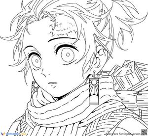 Cute Tanjiro Kamado Coloring Worksheet