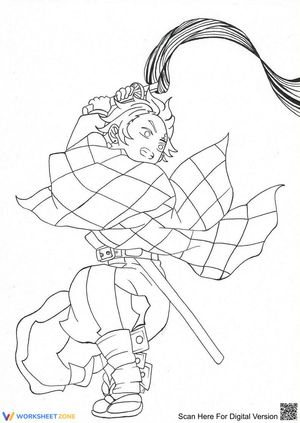Cool Tanjiro Kamado Coloring Page