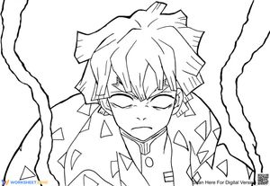 Zenitsu Agatsuma Coloring Book Page