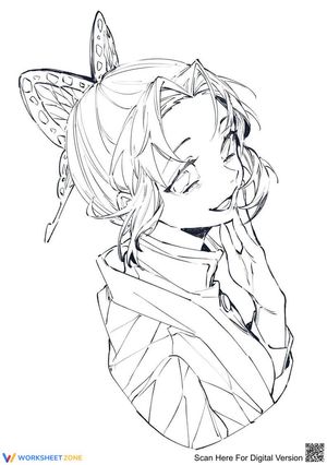 Shinobu Kocho Laughs Coloring Worksheet