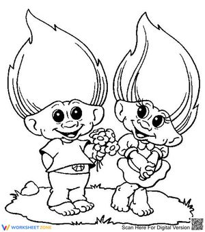 Trolls Couple Coloring Book Page