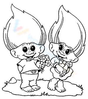 Trolls Couple Coloring Book Page