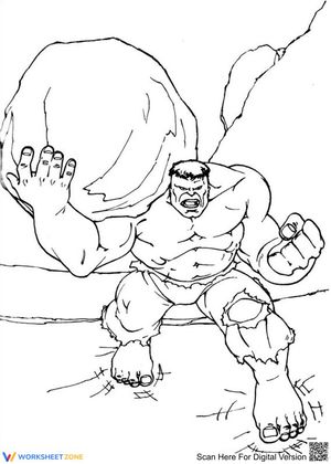 Hulk Holding Rock Coloring Page