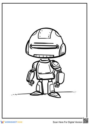 Modernized Robot Coloring Page | Grade 1 Printable