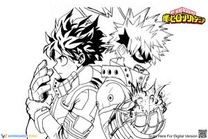 My Hero Academia Coloring Page: Deku and Bakugo