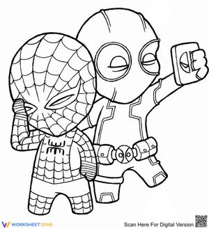 Chibi Miles Morales Spider-Man and Deadpool