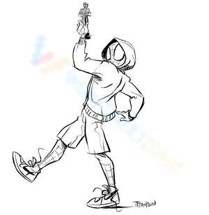 Miles Morales with a trophy