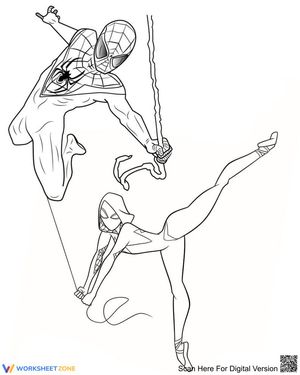 Miles Morales and Gwen Coloring Page | Essential Printable