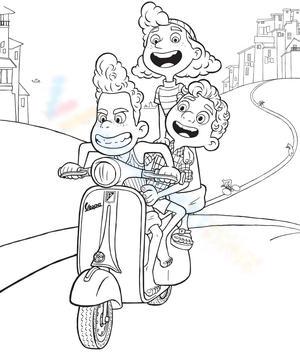 Children ride a scooter