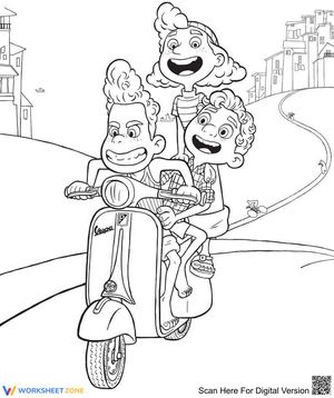 Children ride a scooter