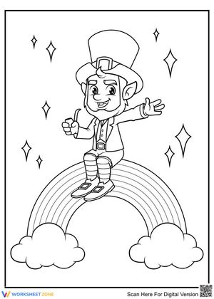 Leprechaun sits on the rainbow