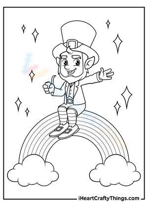 Leprechaun sits on the rainbow