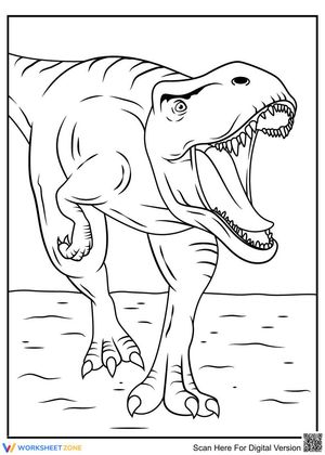T-Rex Dinosaur Roaring Coloring Page for Kids
