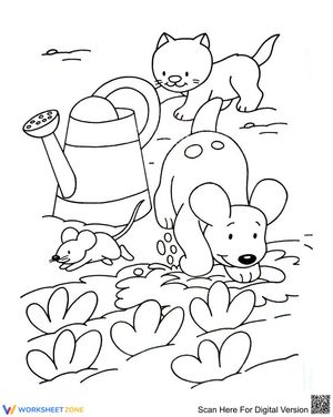 Dog and cat in the farm