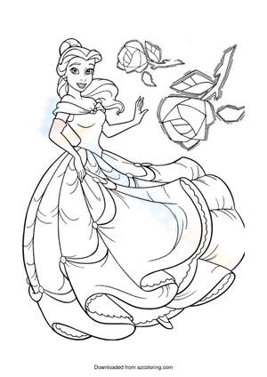 Elegant Princess and Geometric Roses Coloring Page