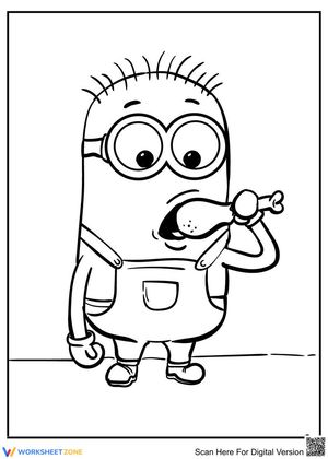 Eating Minion Coloring Page | Printable Kindergarten Art
