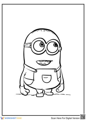 Printable Happy Minion Coloring Worksheet | Grade K