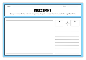 Grade 2 Map Directions — Printable No-Prep Worksheet