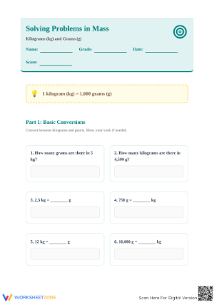Essential Kilograms and Grams Worksheet | Grade 4 Aligned