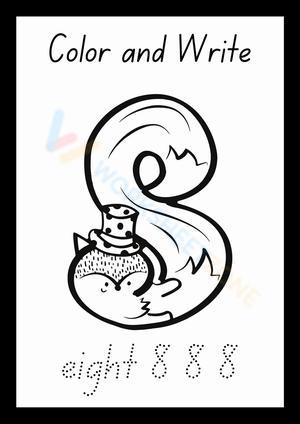 Black and White Animal Number Eight Worksheet