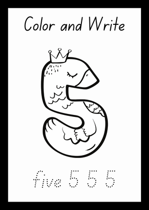 Printable Number Five Worksheet for Kindergarten