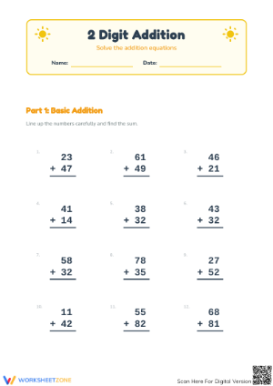 Essential 2-Digit Addition Worksheet | Grade 2 Printable