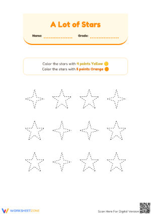 Printable Star Coloring and Counting | Kindergarten Math