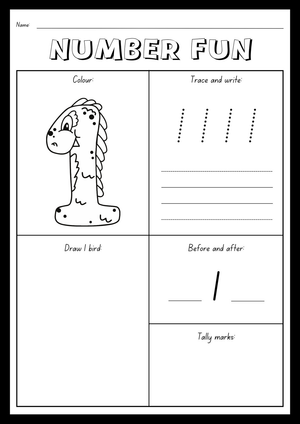 Kindergarten Numbers 1-10 Printable Worksheet