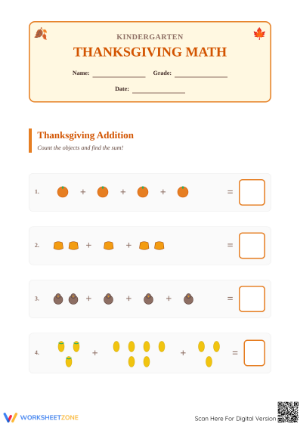Printable Thanksgiving Math Worksheet | Grade K Essential