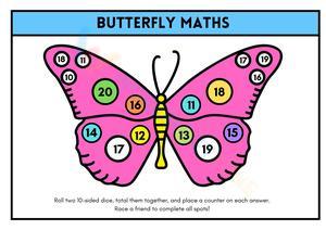 Butterfly Maths Bingo | Grade 1 Printable Worksheet