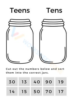 Teens and Teens Sorting Math Worksheet