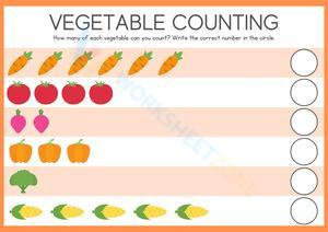 Vegetable Counting Worksheet