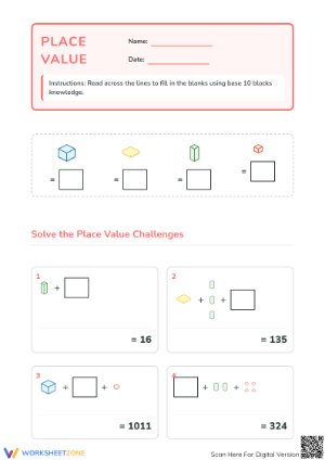 Grade 3-4 Place Value — Printable No-Prep Worksheet
