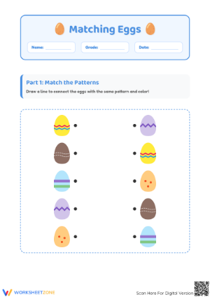 Printable Pattern Matching Eggs Worksheet | Pre-K Math