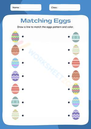 Colorful Illustration Matching Eggs Worksheet