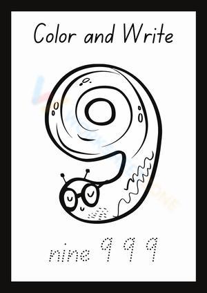 Black and White Animal Number Nine Worksheet