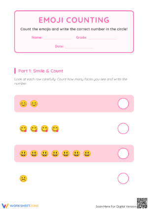 Printable Emoji Counting Worksheet | Grade K Math