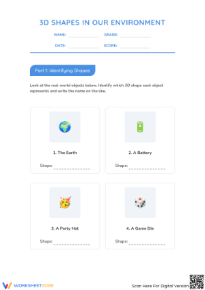 3D Shapes in Our Environment | Grade 1 Printable