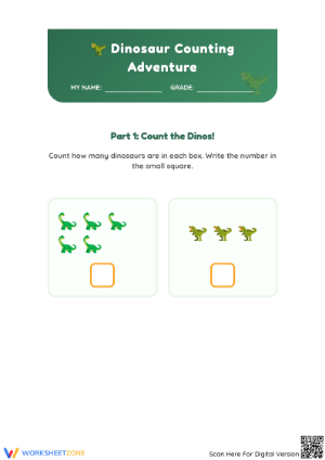 Printable Dinosaur Counting Worksheet | Grade K Math