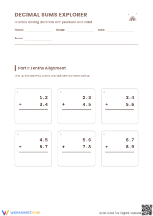 Adding Decimals Worksheet | Essential Grade 5 Math Practice