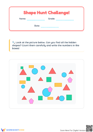 Grade K Shape Hunt — Printable No-Prep Worksheet