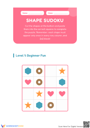 Printable Shape Sudoku Worksheet | Kindergarten Logic Fun