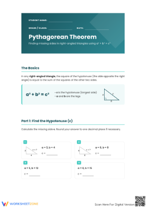 Essential Pythagorean Theorem Worksheet | Grade 8 Math